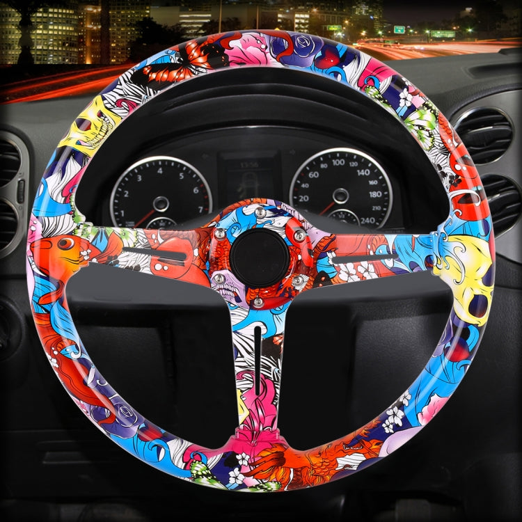 35cm Car Racing Graffiti ABS Steering Wheel(Style 2) - In Car by buy2fix | Online Shopping UK | buy2fix