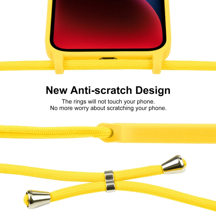 For iPhone 14 Crossbody Lanyard Liquid Silicone Case(Yellow) - iPhone 14 Cases by buy2fix | Online Shopping UK | buy2fix