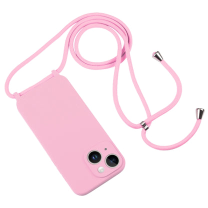 For iPhone 14 Crossbody Lanyard Liquid Silicone Case(Pink) - iPhone 14 Cases by buy2fix | Online Shopping UK | buy2fix
