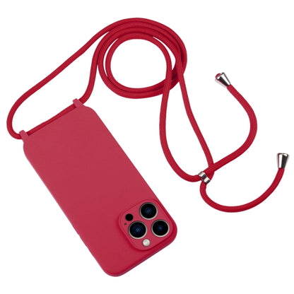 For iPhone 13 Pro Max Crossbody Lanyard Liquid Silicone Case(Rose Red) - iPhone 13 Pro Max Cases by buy2fix | Online Shopping UK | buy2fix
