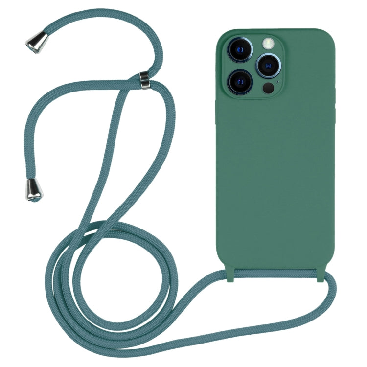 For iPhone 12 Pro Max Crossbody Lanyard Liquid Silicone Case(Emerald Green) - iPhone 12 Pro Max Cases by buy2fix | Online Shopping UK | buy2fix