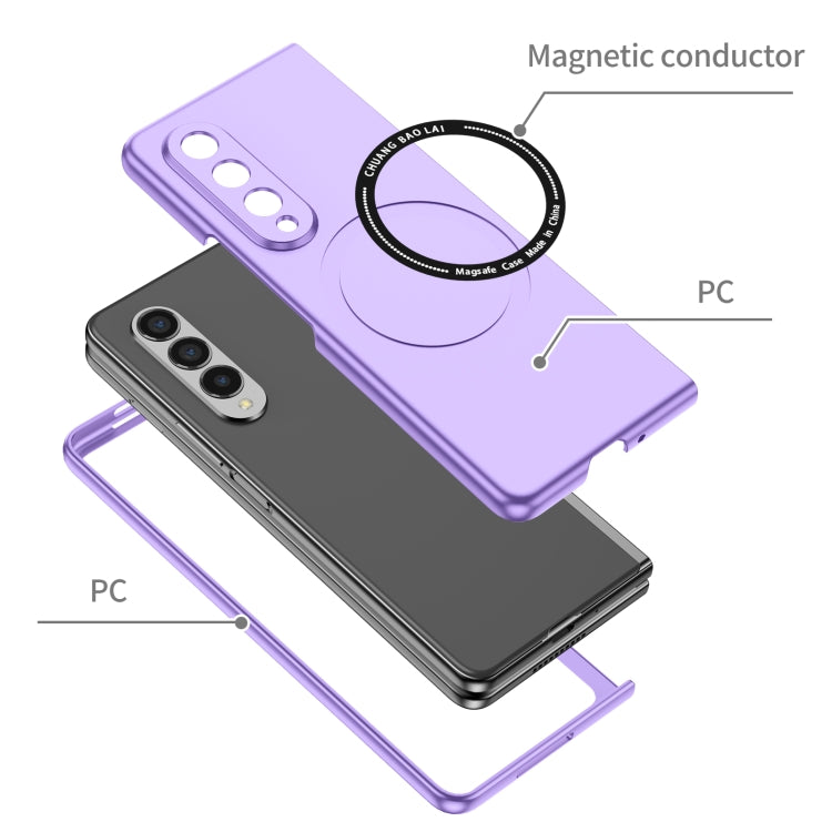 For Samsung Galaxy Z Fold3 5G Magsafe Magnetic Folding PC Phone Case(Purple) - Galaxy Phone Cases by buy2fix | Online Shopping UK | buy2fix