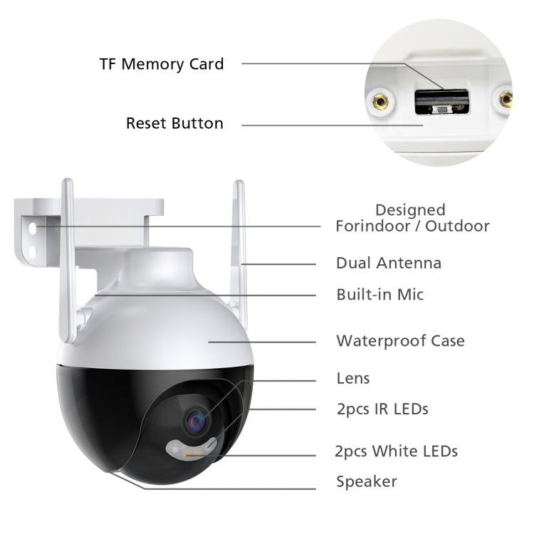 QX62 4MP HD Wireless WiFi Smart Surveillance Camera, Specification:AU Plug - Security by buy2fix | Online Shopping UK | buy2fix