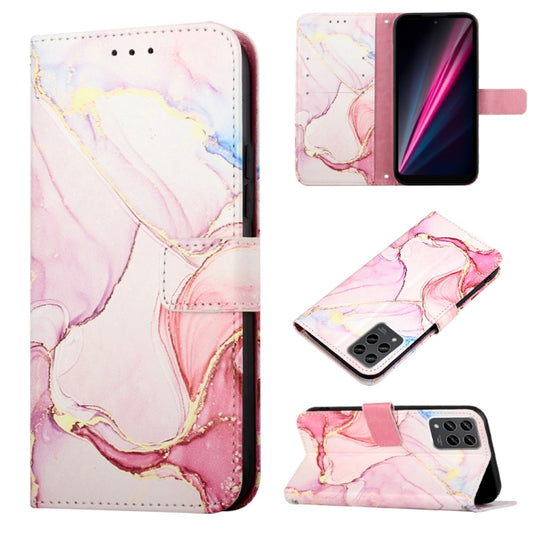 For T-Mobile Revvl 6 Pro 5G PT003 Marble Pattern Flip Leather Phone Case(Rose Gold LS005) - More Brand by buy2fix | Online Shopping UK | buy2fix