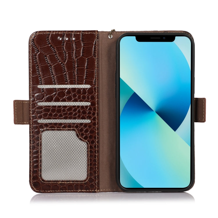 For Honor X8 5G Crocodile Top Layer Cowhide Leather Phone Case(Brown) - Honor Cases by buy2fix | Online Shopping UK | buy2fix