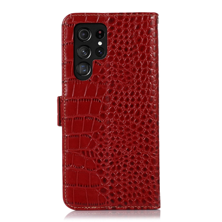 For Samsung Galaxy S23 Ultra 5G Crocodile Top Layer Cowhide Leather Phone Case(Red) - Galaxy S23 Ultra 5G Cases by buy2fix | Online Shopping UK | buy2fix