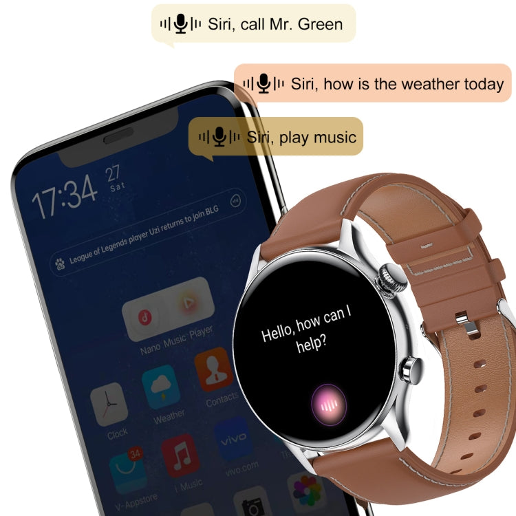 Ochstin 5HK8 Pro 1.36 inch Round Screen Blood Oxygen Blood Pressure Monitoring Bluetooth Smart Watch, Strap:Leather(Silver) - Smart Wear by OCHSTIN | Online Shopping UK | buy2fix