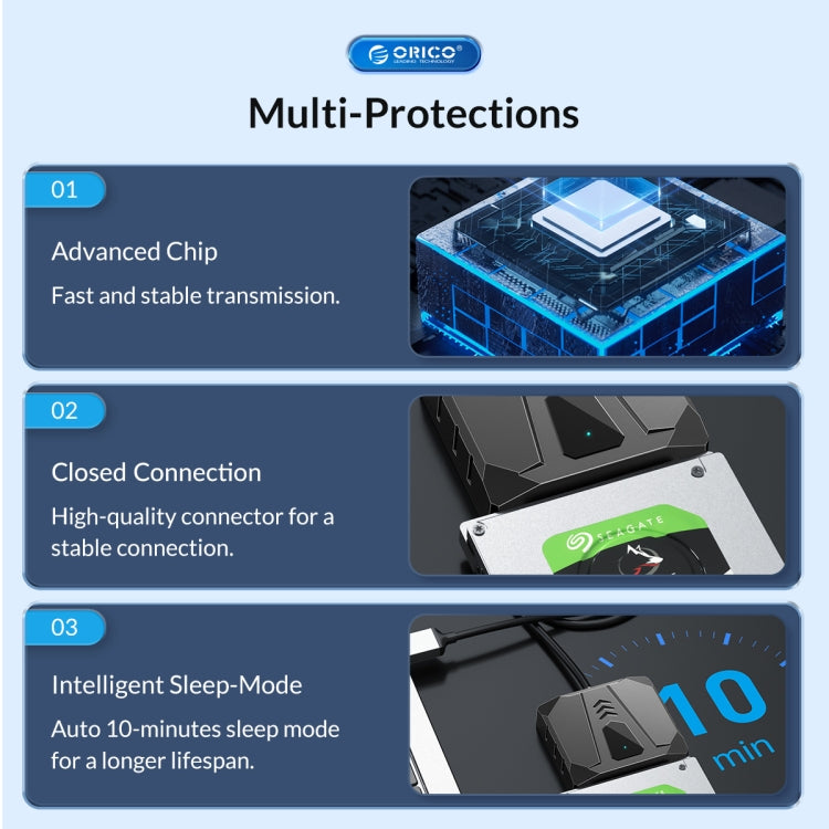 ORICO UTS2 USB 3.0 2.5-inch SATA HDD Adapter with 12V 2A Power Adapter, Cable Length:0.5m(AU Plug) - USB to IDE / SATA by ORICO | Online Shopping UK | buy2fix