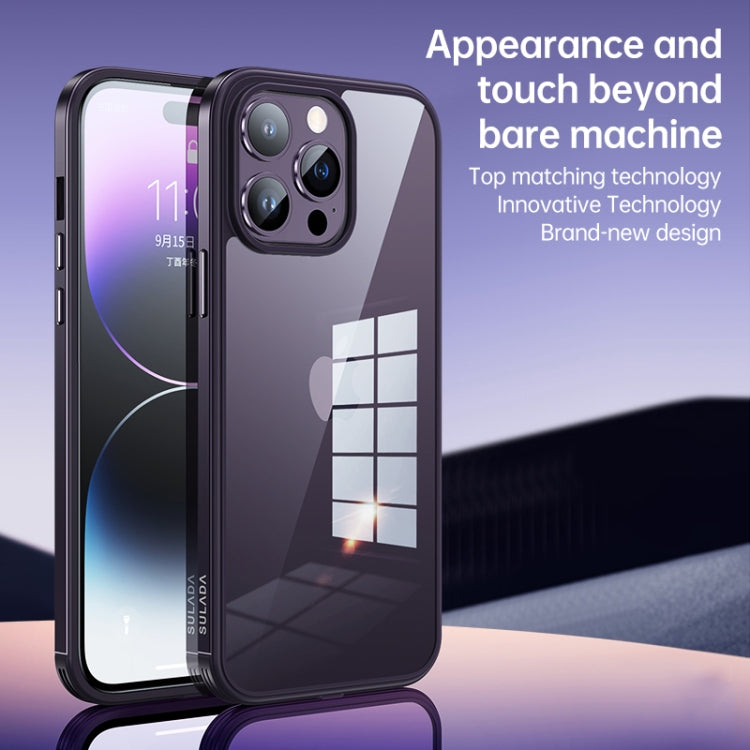 For iPhone 14 SULADA Metal Frame + Nano Glass + TPU Phone Case(Dark Purple) - iPhone 14 Cases by SULADA | Online Shopping UK | buy2fix