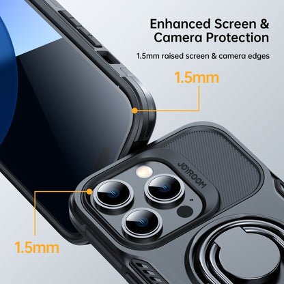 For iPhone 14 Pro JOYROOM PC + TPU Dual-layer Shockproof Phone Case with Rotating Holder(Black) - iPhone 14 Pro Cases by JOYROOM | Online Shopping UK | buy2fix