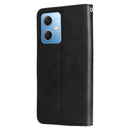 For Xiaomi Redmi Note 12 China Calf Texture Zipper Leather Phone Case(Black) - Note 12 Cases by buy2fix | Online Shopping UK | buy2fix