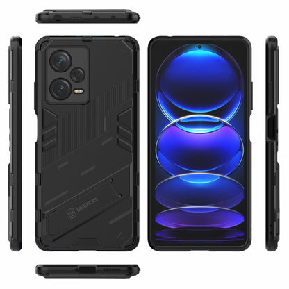 For Xiaomi Redmi Note 12 Pro+ China Punk Armor 2 in 1 PC + TPU Phone Case with Invisible Holder(Black) - Note 12 Pro+ Cases by buy2fix | Online Shopping UK | buy2fix