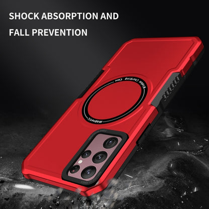 For Samsung Galaxy S22 Ultra 5G MagSafe Shockproof Armor Phone Case(Red) - Galaxy S22 Ultra 5G Cases by buy2fix | Online Shopping UK | buy2fix