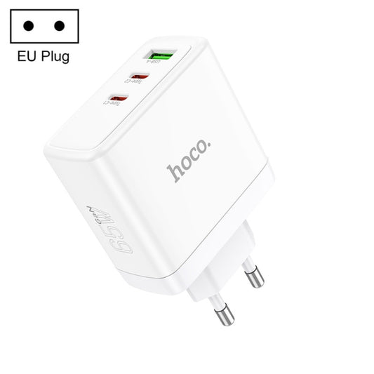 hoco N30 Glory PD 65W USB+ Dual USB-C/Type-C Interface Fast Charge Charger, EU Plug(White) - USB Charger by hoco | Online Shopping UK | buy2fix