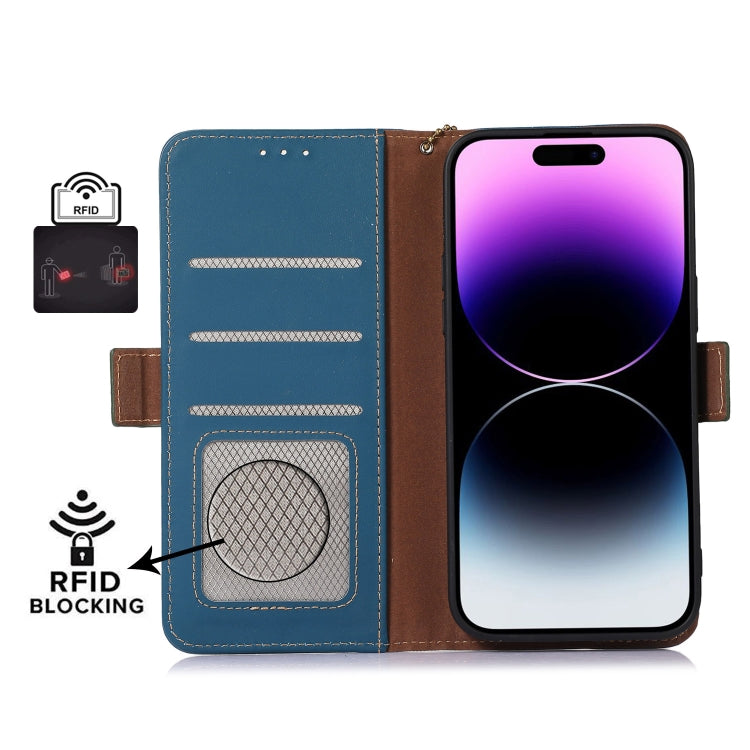 For Samsung Galaxy S23+ 5G Genuine Leather Magnetic RFID Leather Phone Case(Blue) - Galaxy S23+ 5G Cases by buy2fix | Online Shopping UK | buy2fix