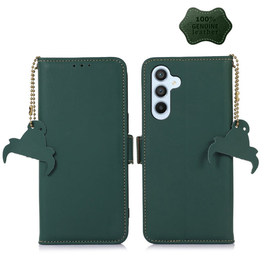 For Samsung Galaxy S23 5G Genuine Leather Magnetic RFID Leather Phone Case(Green) - Galaxy S23 5G Cases by buy2fix | Online Shopping UK | buy2fix
