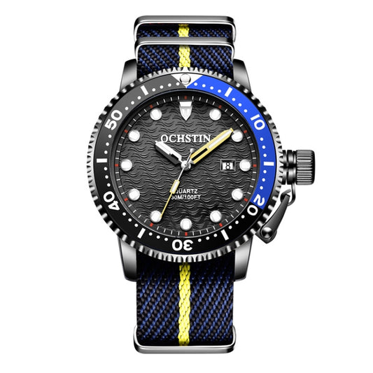 OCHSTIN 7003B Multifunctional Quartz Waterproof Luminous Men Watch(Black Blue) - Nylon Strap Watches by OCHSTIN | Online Shopping UK | buy2fix