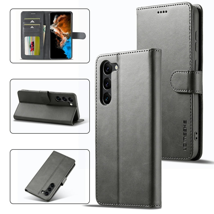 For Samsung Galaxy S23 5G LC.IMEEKE Calf Texture Horizontal Flip Leather Phone Case(Grey) - Galaxy S23 5G Cases by LC.IMEEKE | Online Shopping UK | buy2fix