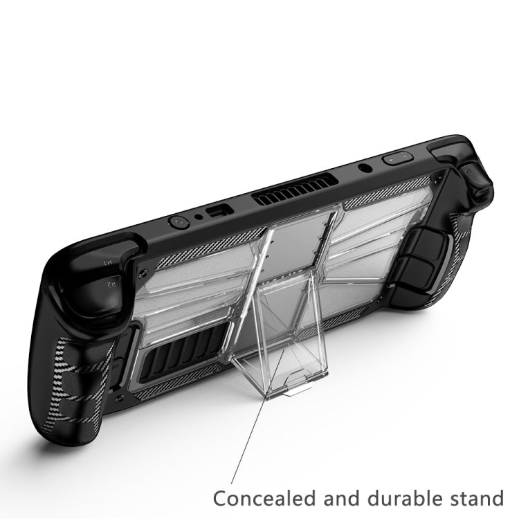 For Steam Deck Shockproof PC + TPU Game Console Protective Case with Holder(Black+Transparent) - Accessories by buy2fix | Online Shopping UK | buy2fix