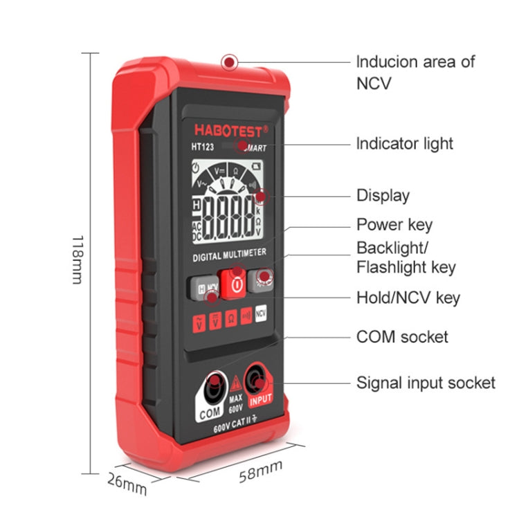 HABOTEST HT123 Mini High-precision Digital Multimeter - Consumer Electronics by buy2fix | Online Shopping UK | buy2fix