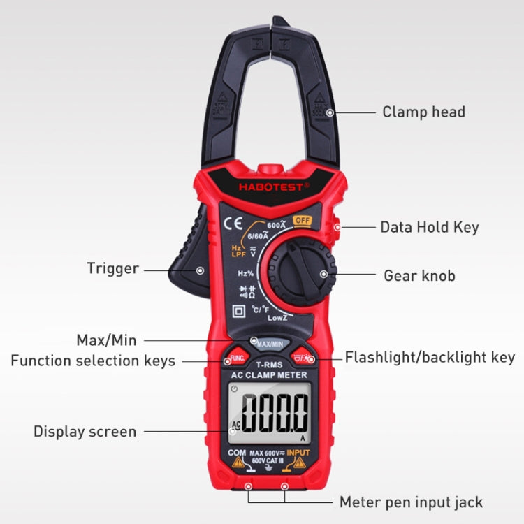 HABOTEST HT206A High Precision Digital Clamp Multimeter - Digital Multimeter by HABOTEST | Online Shopping UK | buy2fix