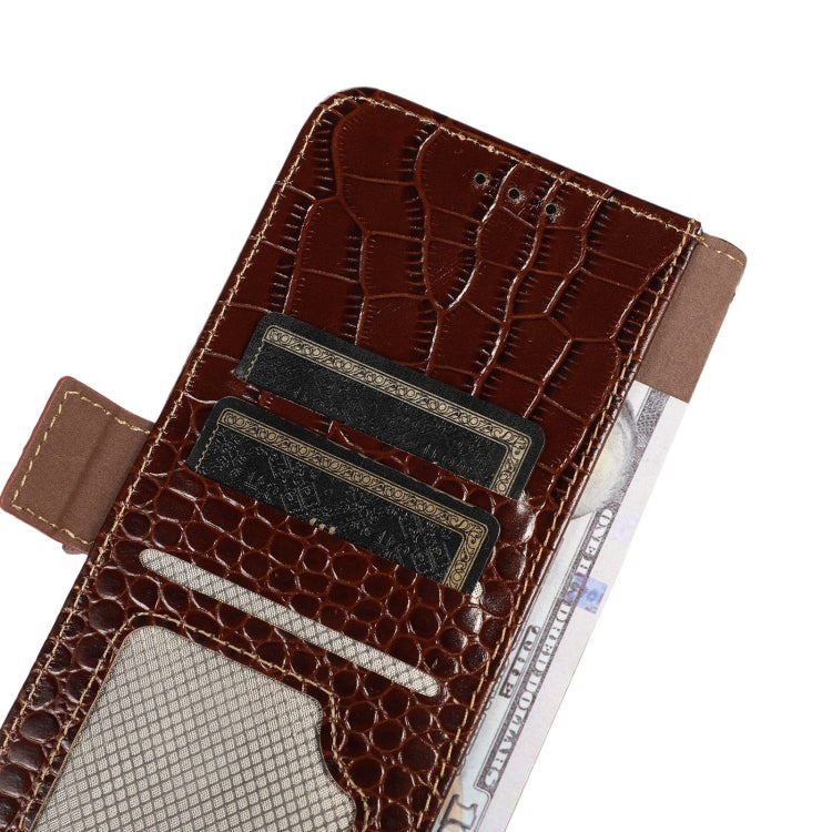 For OnePlus Nord CE 3 Lite Crocodile Top Layer Cowhide RFID Leather Phone Case(Brown) - OnePlus Cases by buy2fix | Online Shopping UK | buy2fix