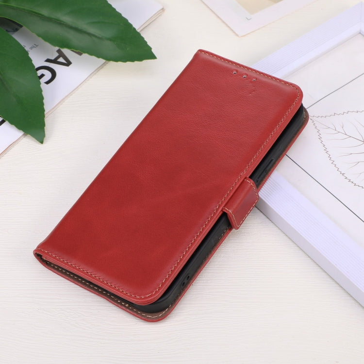 For OnePlus 11 5G Crazy Horse Top Layer Cowhide RFID Leather Phone Case(Red) - OnePlus Cases by buy2fix | Online Shopping UK | buy2fix