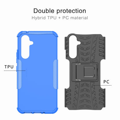 For Samsung Galaxy A54 5G Tire Texture TPU + PC Phone Case with Holder(Black) - Galaxy Phone Cases by buy2fix | Online Shopping UK | buy2fix