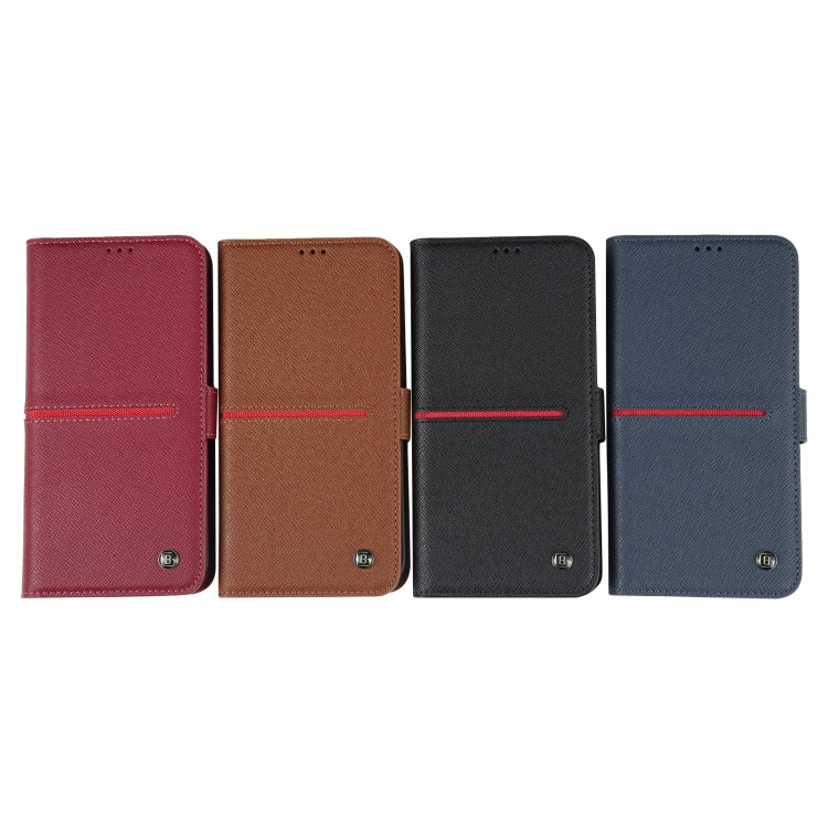 For iPhone 14 Pro GEBEI Top-grain Horizontal Flip Leather Phone Case(Wine Red) - iPhone 14 Pro Cases by GEBEI | Online Shopping UK | buy2fix