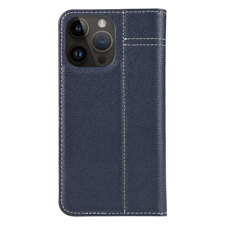 For iPhone 14 Pro Max GEBEI Top-grain Horizontal Flip Leather Phone Case(Blue) - iPhone 14 Pro Max Cases by GEBEI | Online Shopping UK | buy2fix