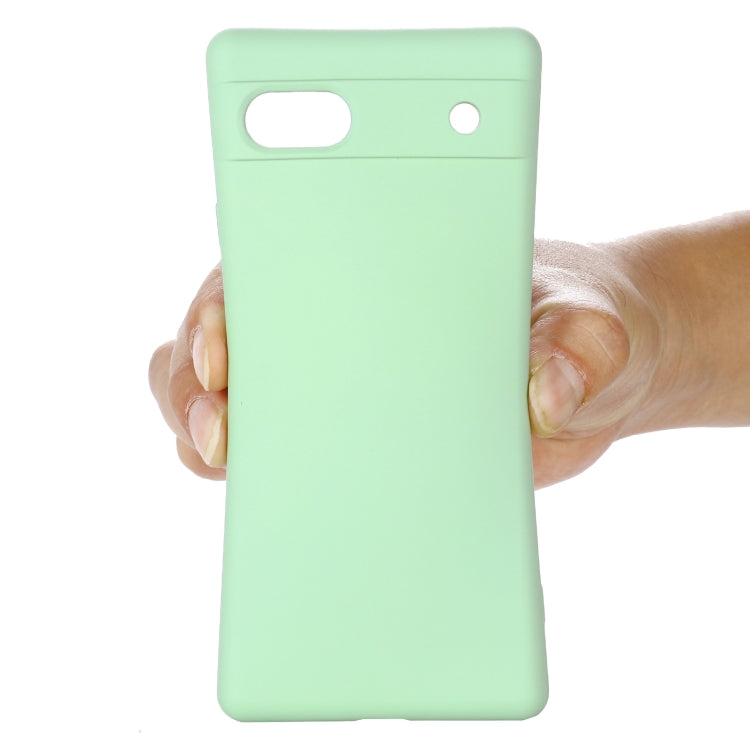 For Google Pixel 7a Pure Color Liquid Silicone Shockproof Phone Case(Green) - Google Cases by buy2fix | Online Shopping UK | buy2fix