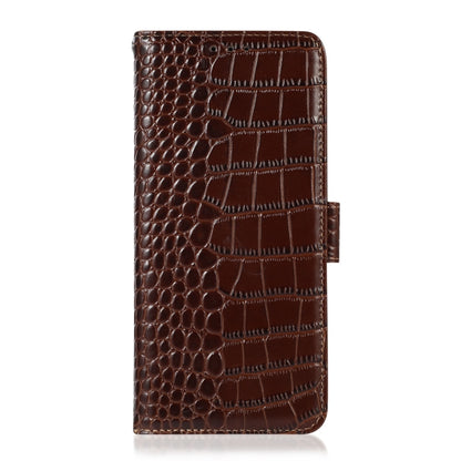 For Honor X8a 4G Crocodile Top Layer Cowhide Leather Phone Case(Brown) - Honor Cases by buy2fix | Online Shopping UK | buy2fix