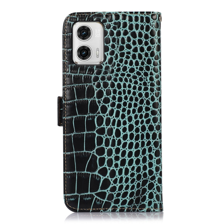 For Motorola Moto G73 5G Crocodile Top Layer Cowhide Leather Phone Case(Green) - Motorola Cases by buy2fix | Online Shopping UK | buy2fix