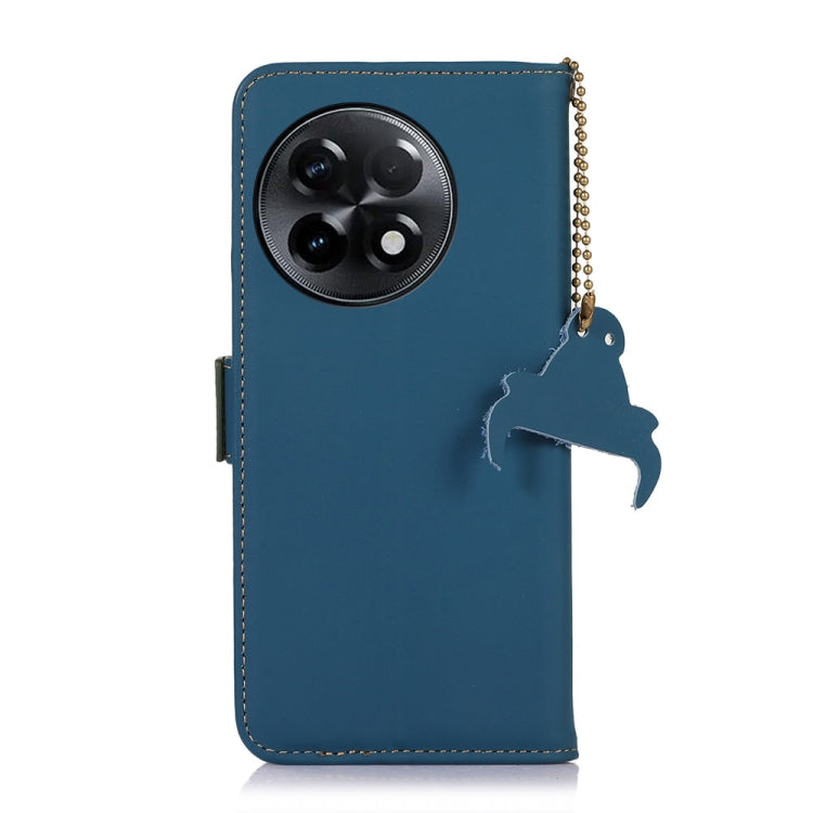 For OnePlus Ace 2 5G / 11R 5G Genuine Leather Magnetic RFID Leather Phone Case(Blue) - OnePlus Cases by buy2fix | Online Shopping UK | buy2fix