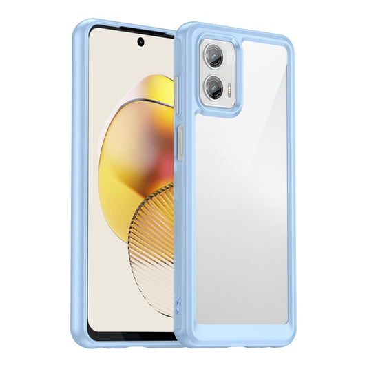 For Motorola Moto G73 Colorful Series Acrylic + TPU Phone Case(Blue) - Motorola Cases by buy2fix | Online Shopping UK | buy2fix