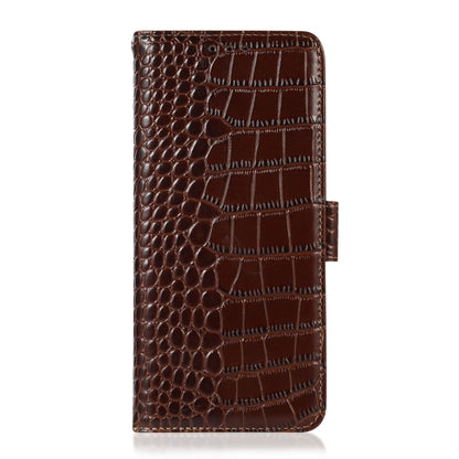 For OnePlus Ace 2 5G Crocodile Top Layer Cowhide Leather Phone Case(Brown) - OnePlus Cases by buy2fix | Online Shopping UK | buy2fix