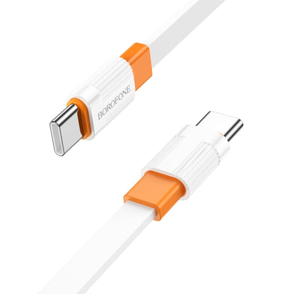 Borofone BX89 Type-C to Type-C Union 60W Charging Data Cable, Length:1m(White Orange) -  by Borofone | Online Shopping UK | buy2fix