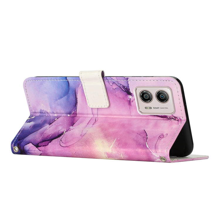 For Motorola Moto G53 5G/G13 4G/G23 4G Painted Marble Pattern Leather Phone Case(Purple) - Motorola Cases by buy2fix | Online Shopping UK | buy2fix