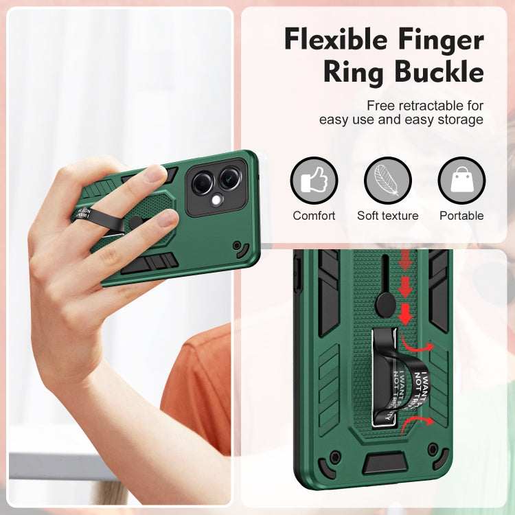 For Xiaomi Redmi Note 12 5G / Poco X5 Variety Brave Armor Finger Loop Holder Phone Case(Green) - Note 12 Cases by buy2fix | Online Shopping UK | buy2fix