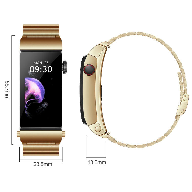 M6 1.5 inch Steel Band Earphone Detachable IP68 Waterproof Smart Watch Support Bluetooth Call(Gold) - Smart Wear by buy2fix | Online Shopping UK | buy2fix