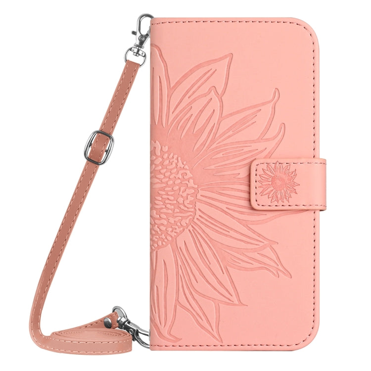 For Google Pixel 7A Skin Feel Sun Flower Pattern Flip Leather Phone Case with Lanyard(Pink) - Google Cases by buy2fix | Online Shopping UK | buy2fix