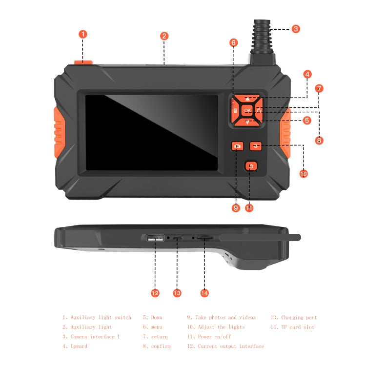 P130 8mm 4.3 inch Triple Camera with Screen Endoscope, Length:10m - Consumer Electronics by buy2fix | Online Shopping UK | buy2fix