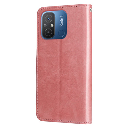 For Xiaomi Redmi 11A 4G/12C Calf Texture Zipper Leather Phone Case(Rose Gold) - Xiaomi Cases by buy2fix | Online Shopping UK | buy2fix