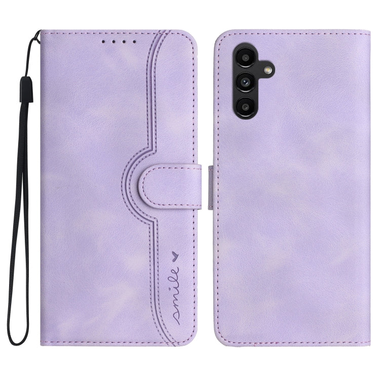 For Samsung Galaxy A14 5G Heart Pattern Skin Feel Leather Phone Case(Purple) - Galaxy Phone Cases by buy2fix | Online Shopping UK | buy2fix