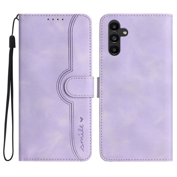 For Samsung Galaxy A34 5G Heart Pattern Skin Feel Leather Phone Case(Purple) - Galaxy Phone Cases by buy2fix | Online Shopping UK | buy2fix