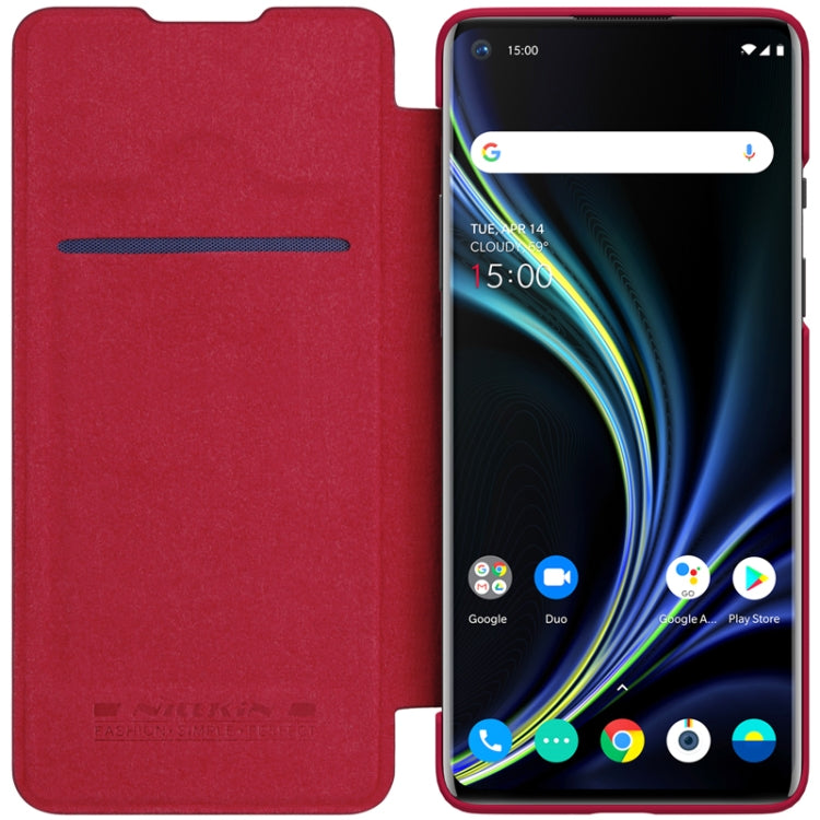 For OnePlus 8 NILLKIN QIN Series Crazy Horse Texture Horizontal Flip Leather Case with Card Slot(Red) - OnePlus Cases by NILLKIN | Online Shopping UK | buy2fix