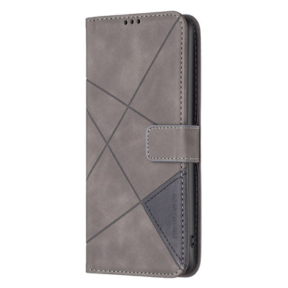 For Xiaomi Redmi Note 12 4G Global Magnetic Buckle Rhombus Texture Leather Phone Case(Grey) - Note 12 Cases by buy2fix | Online Shopping UK | buy2fix