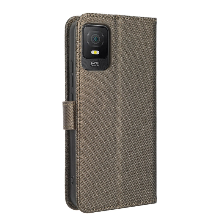 For TCL 403 Diamond Texture Leather Phone Case(Brown) - More Brand by buy2fix | Online Shopping UK | buy2fix