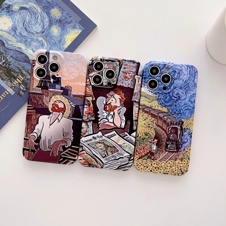 For iPhone 11 Precise Hole Oil Painting Glossy PC Phone Case(Newspaper) - iPhone 11 Cases by buy2fix | Online Shopping UK | buy2fix