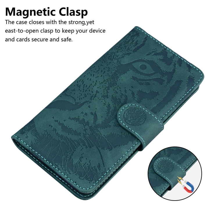 For Xiaomi Redmi 12C / 11A Tiger Embossing Pattern Flip Leather Phone Case(Green) - Xiaomi Cases by buy2fix | Online Shopping UK | buy2fix